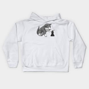 Cat at Chess with Chess piece Bishop Kids Hoodie